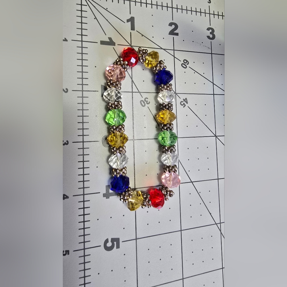 Multicolor Crystal Beaded Bracelet - Picture 6 of 7